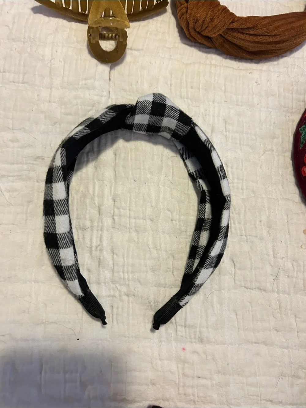 6-Piece Headband & Hair Clip Bundle Velvet Plaid Knotted Mixed Styles